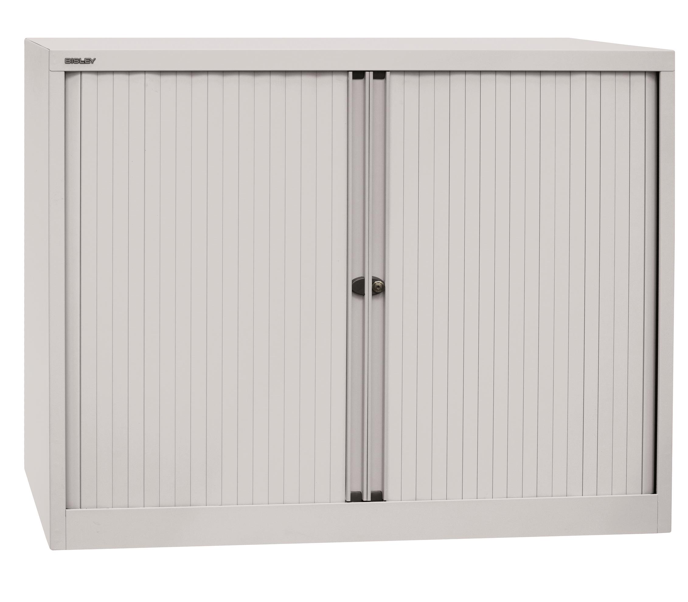 Bisley Rollladenschrank EuroTambour, 2 Fachböden, 2,5 OH, B 1200 mm, Korpus/Rollladen: Lichtgrau