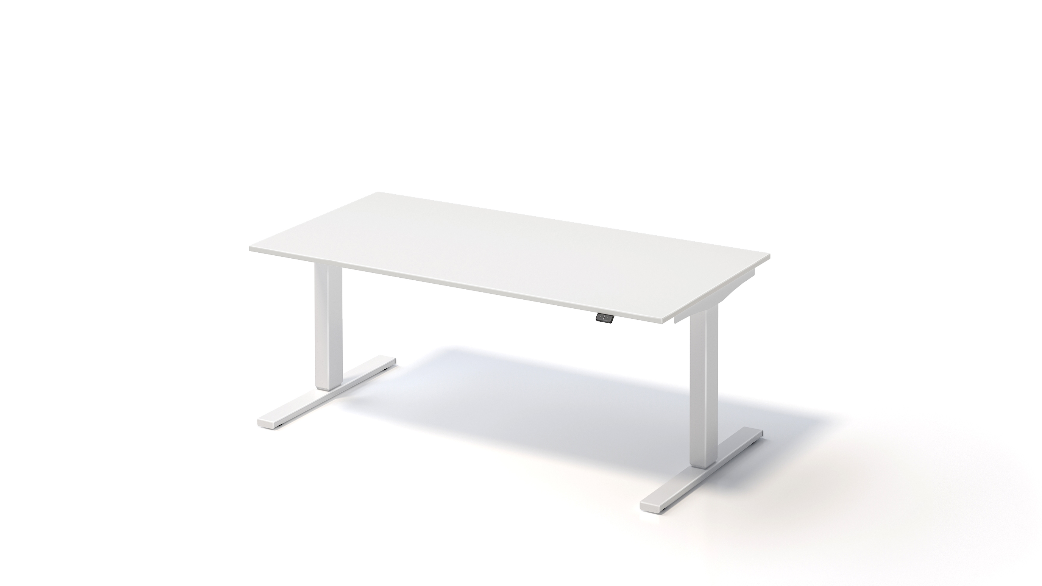 Bisley Varia Schreibtisch, 650-1250 mm elektr. höhenverstellbar, 1600 x T 800, weiß