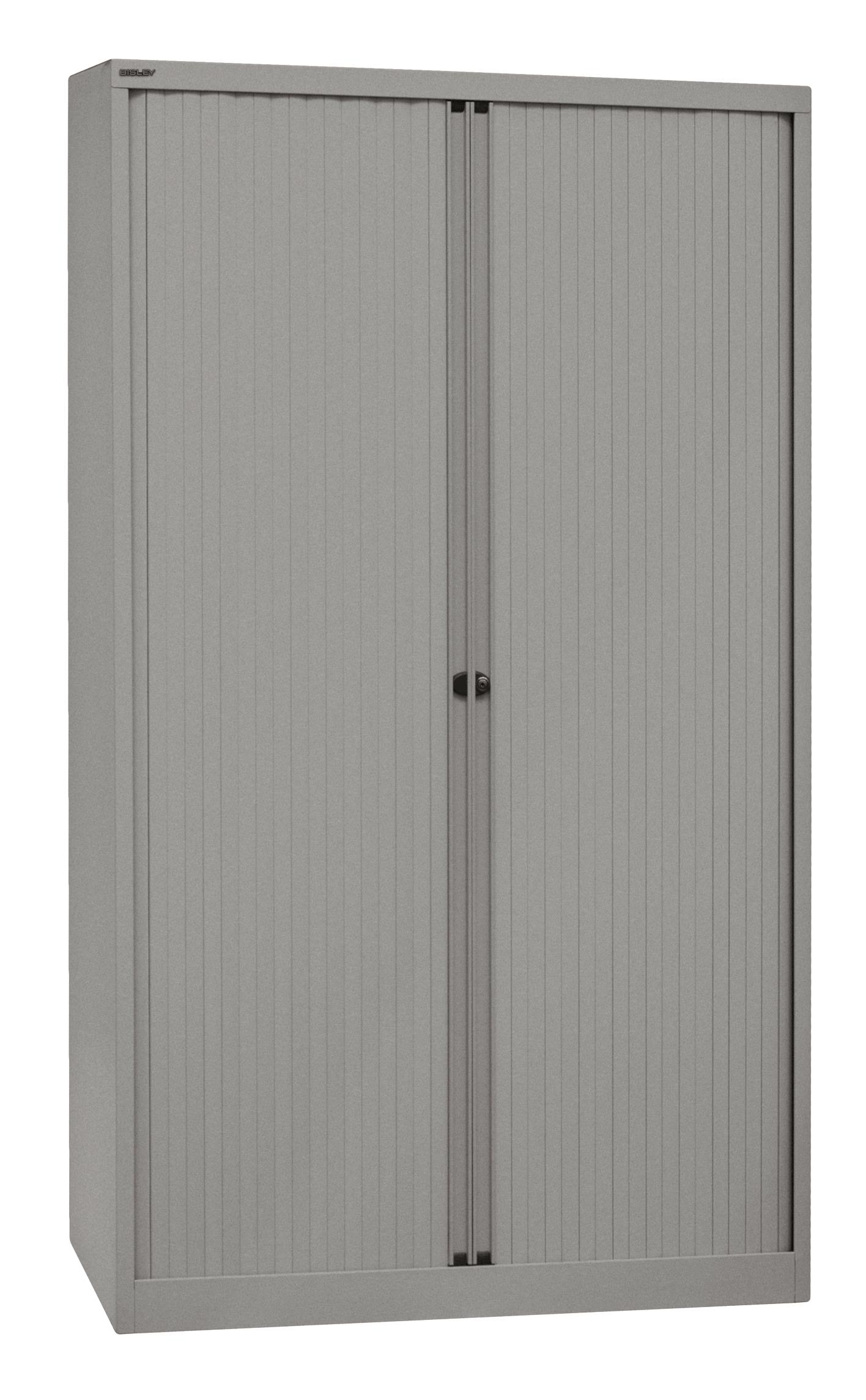 Bisley Rollladenschrank EuroTambour, 4 Fachböden, 5 OH, B 1200 mm, Korpus/Rolllade: Silber