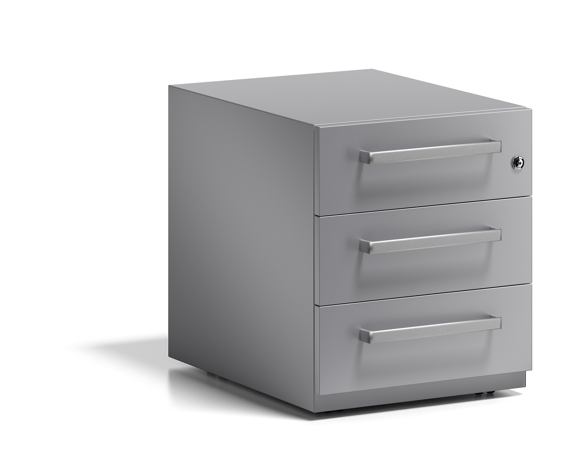 Bisley Rollcontainer Note™ mit Griff, 3 Universalschubladen; T 565 mm