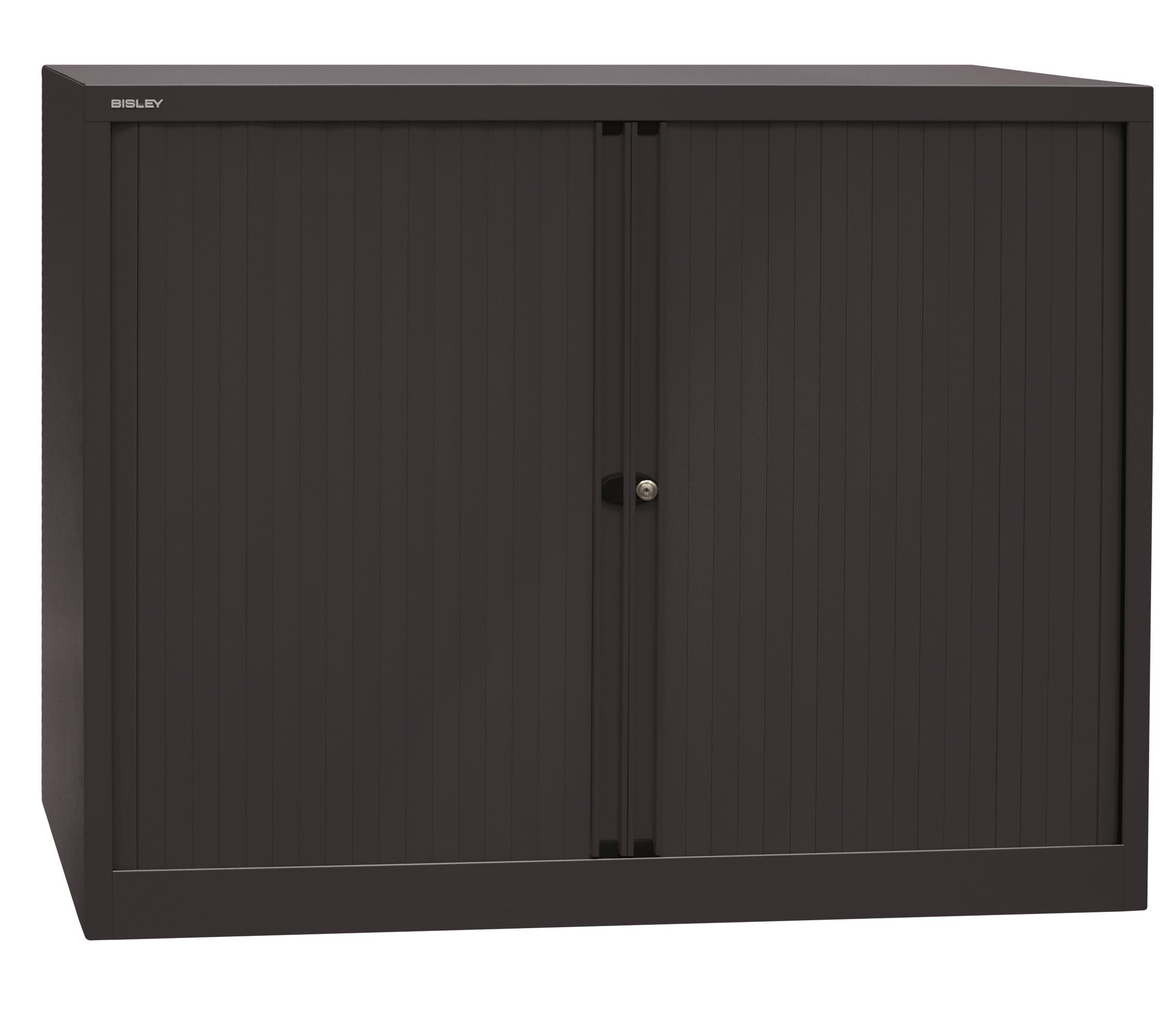 Bisley Rollladenschrank EuroTambour, 2 Fachböden, 2,5 OH, B 1200 mm, Korpus/Rollladen: Schwarz