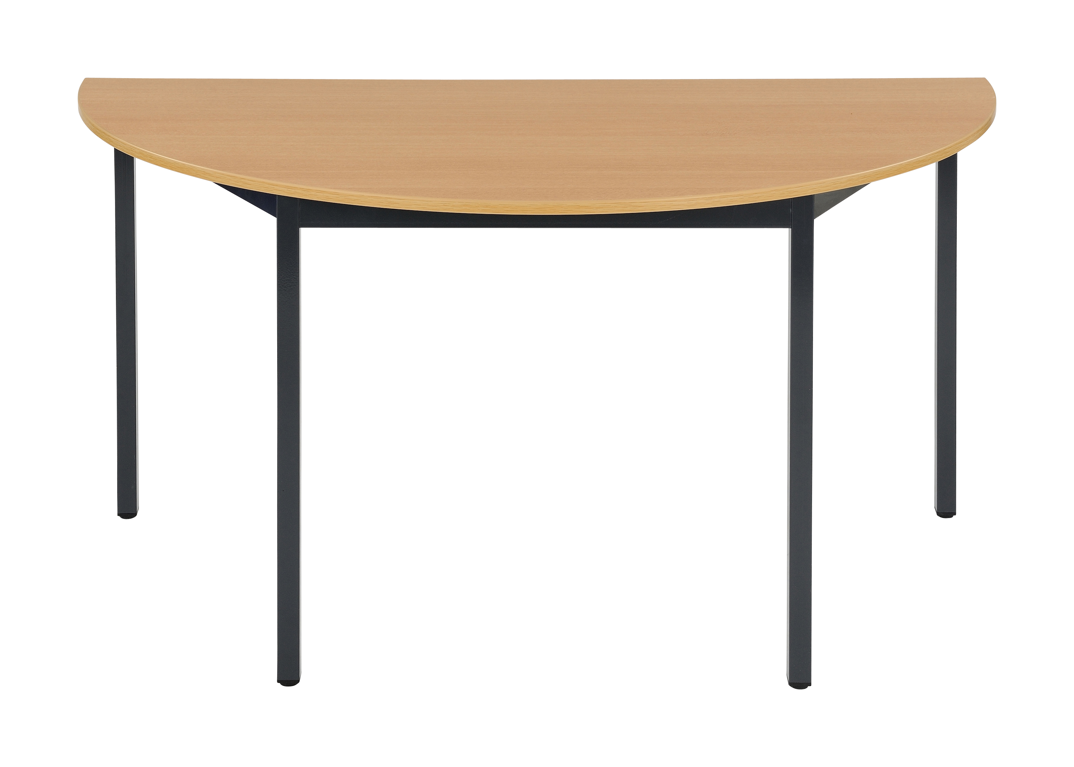 Bisley Mehrzwecktisch, halbrund, Gestell pulverbeschichtet, schwarz-buche,1200x600