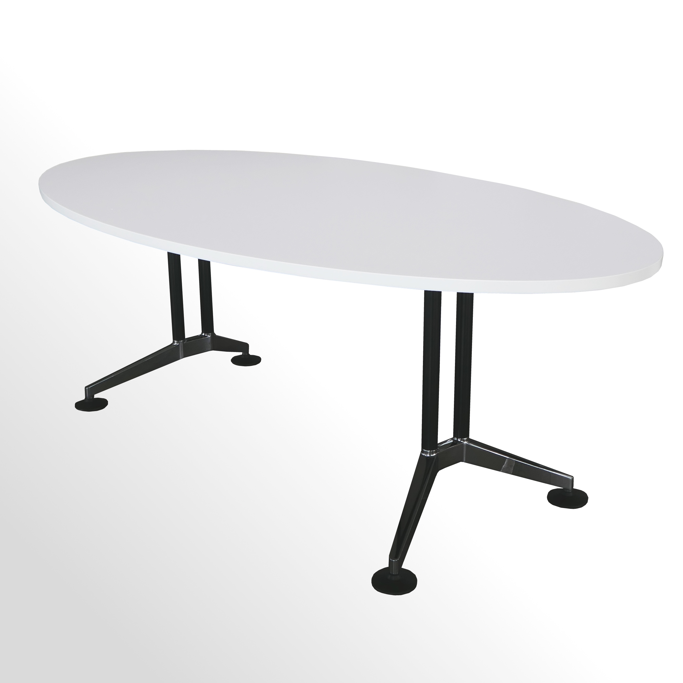 Besprechungstisch-Ellipse-weiss-mit-Wilkhahn-Gestell-1 Gebrauchter Besprechungstisch Ellipse-Form - weiß