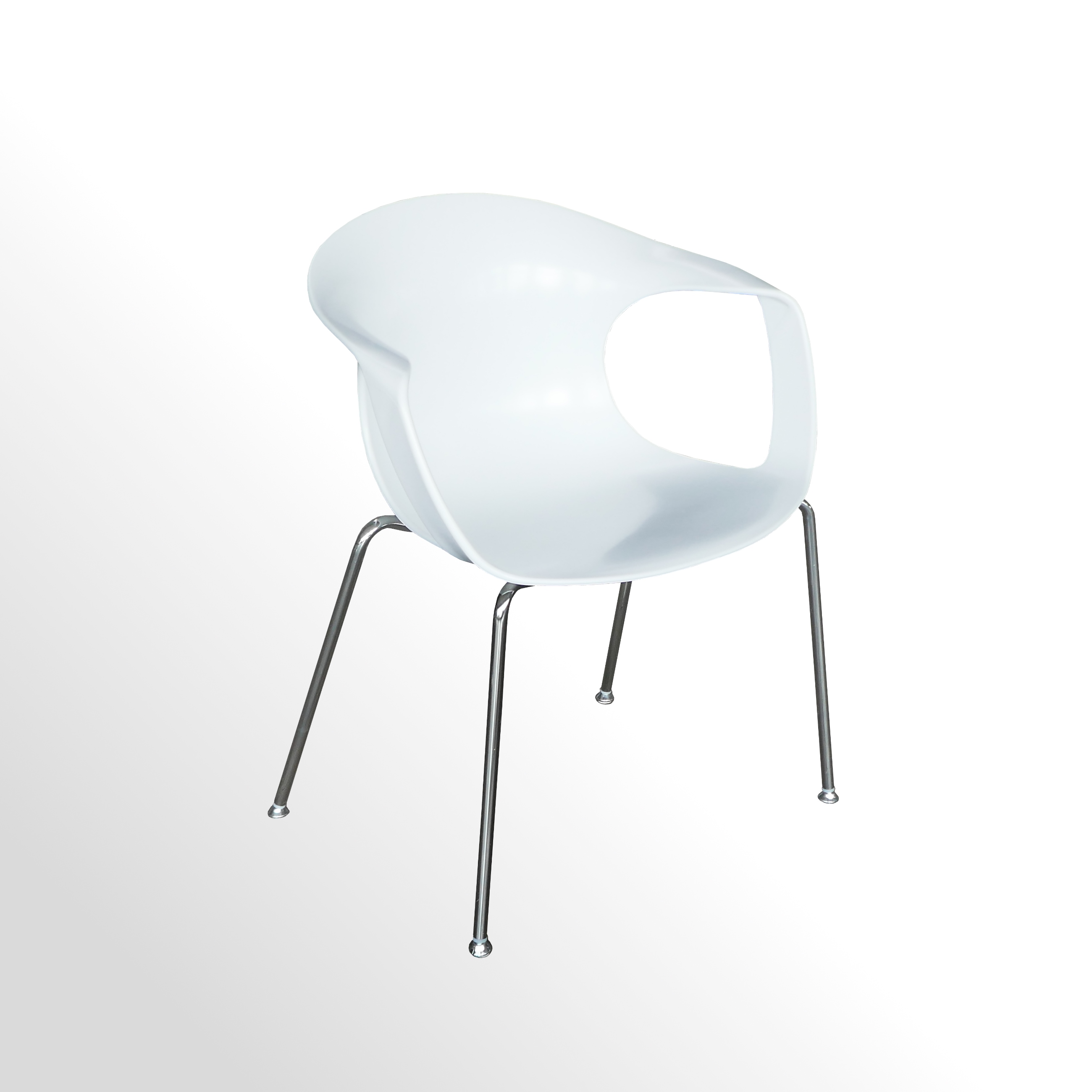 ChairSupply-Kunststoffschalenstuhl-weiss-4-Fuss-Chrom-1 Besucherstuhl - Kantinenstuhl - Kunststoffschalenstuhl - 4-Fuß-Gestell verchromt