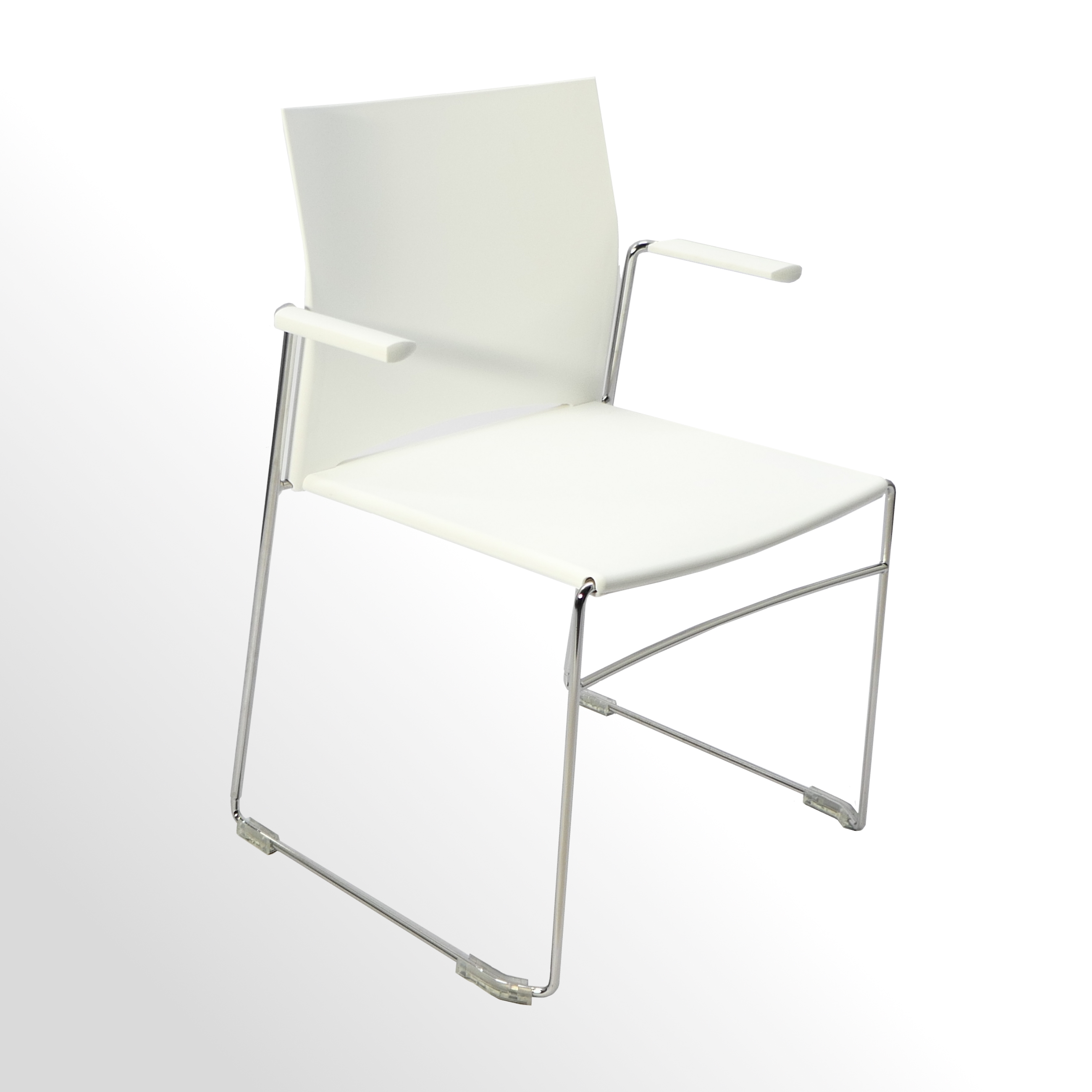 Besucherstuhl-Profim-Ariz-mit-Armlehnen-R-cken-u-Sitz-weiss-1 Günstiger Besucherstuhl - Praxisstuhl - Wartezimmerstuhl mit Armlehnen - Kunststoff weiß