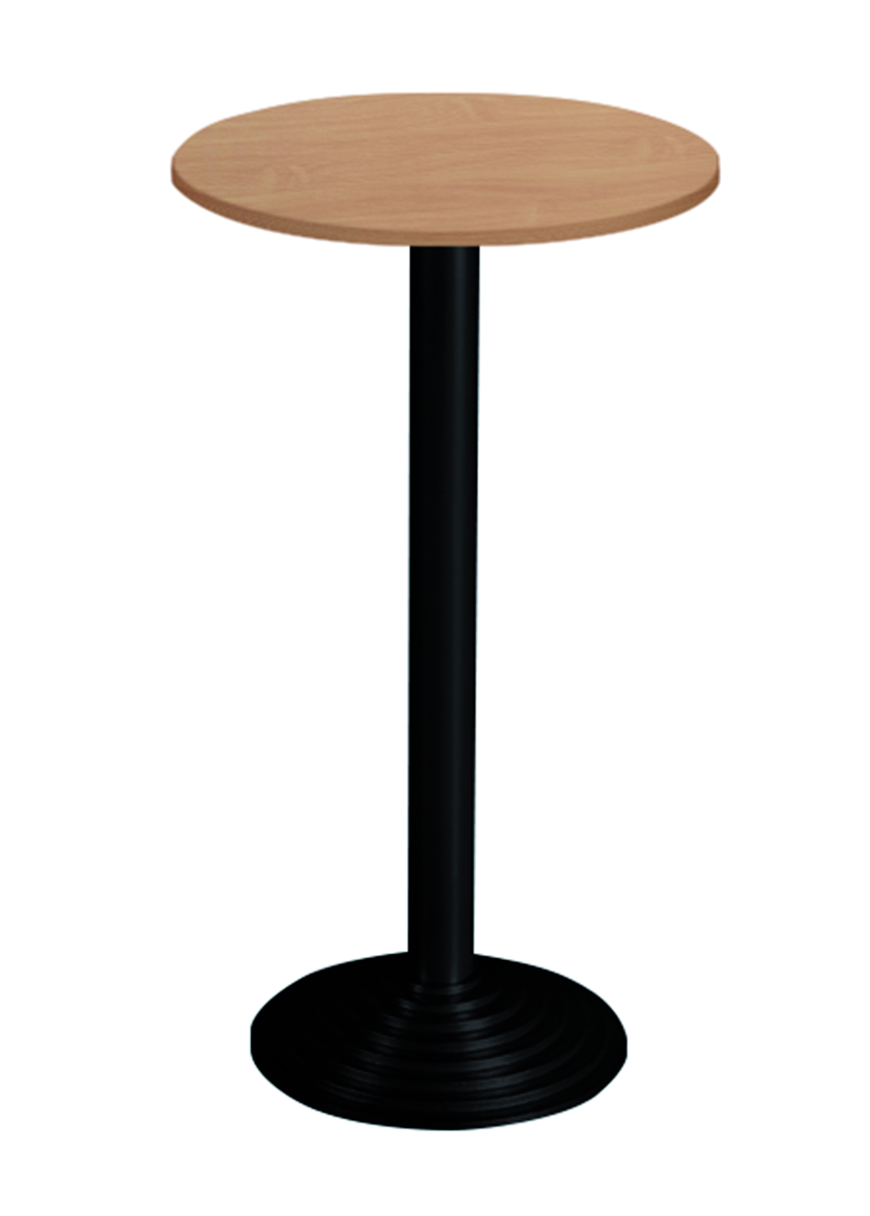 Bisley Stehtisch, rund, 1 Platte, Tischplatte 38 mm, Dekor: Buche|Gestell: Schwarz; Ø 600 mm