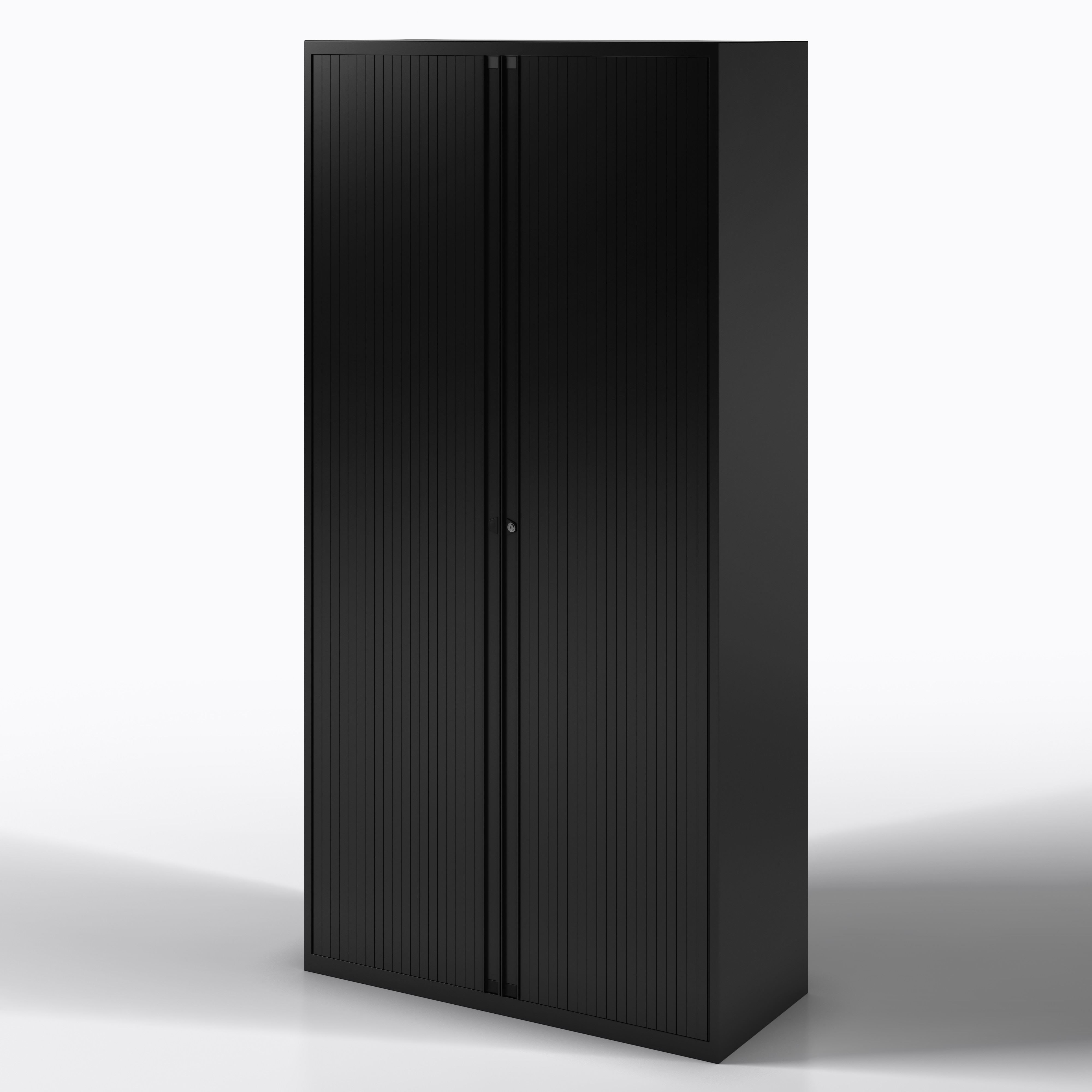 et410194s_left_black Bisley Rollladenschrank EuroTambour, 4 Fachböden, 5 OH, B 1000 mm, Korpus/Rollladen: Schwarz