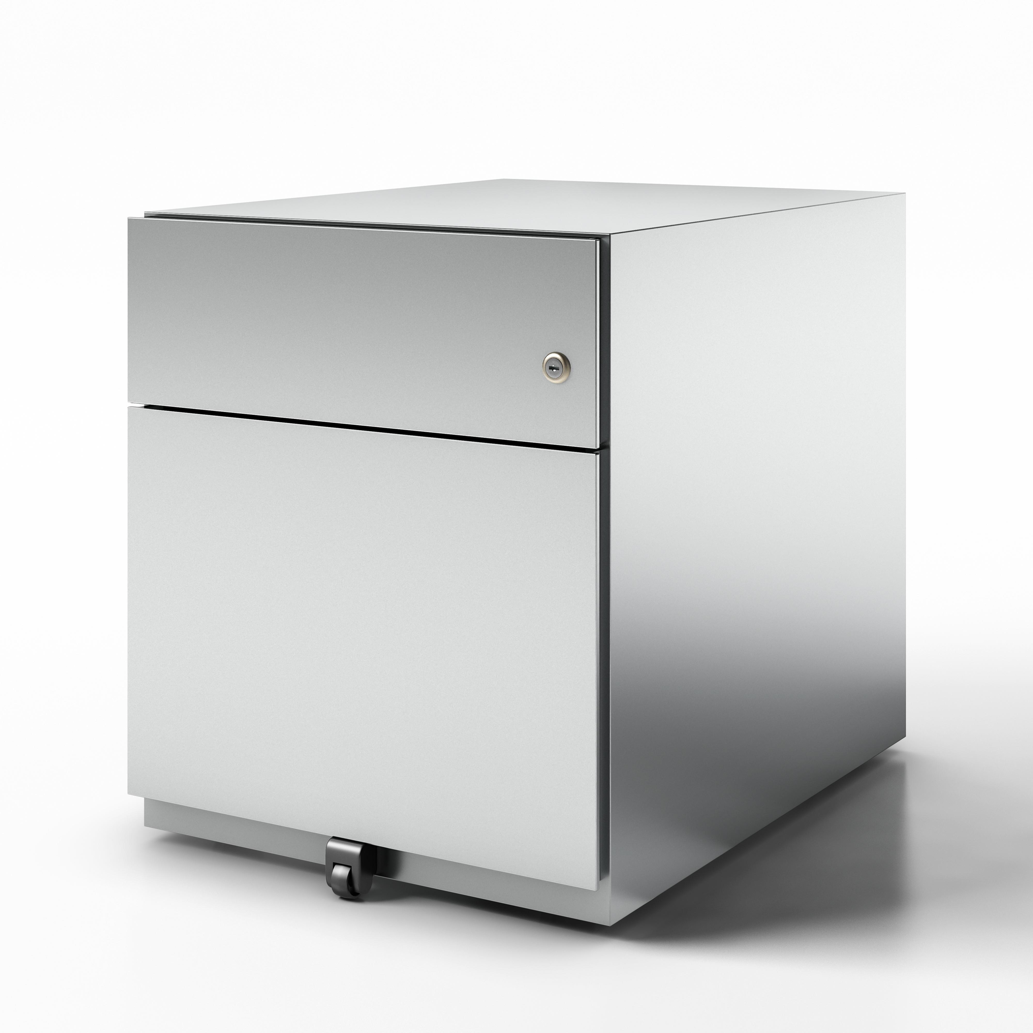 Bisley Rollcontainer Note™ mit Griffleiste, 1x Schublade, 1x HR-Schublade; T 565 mm