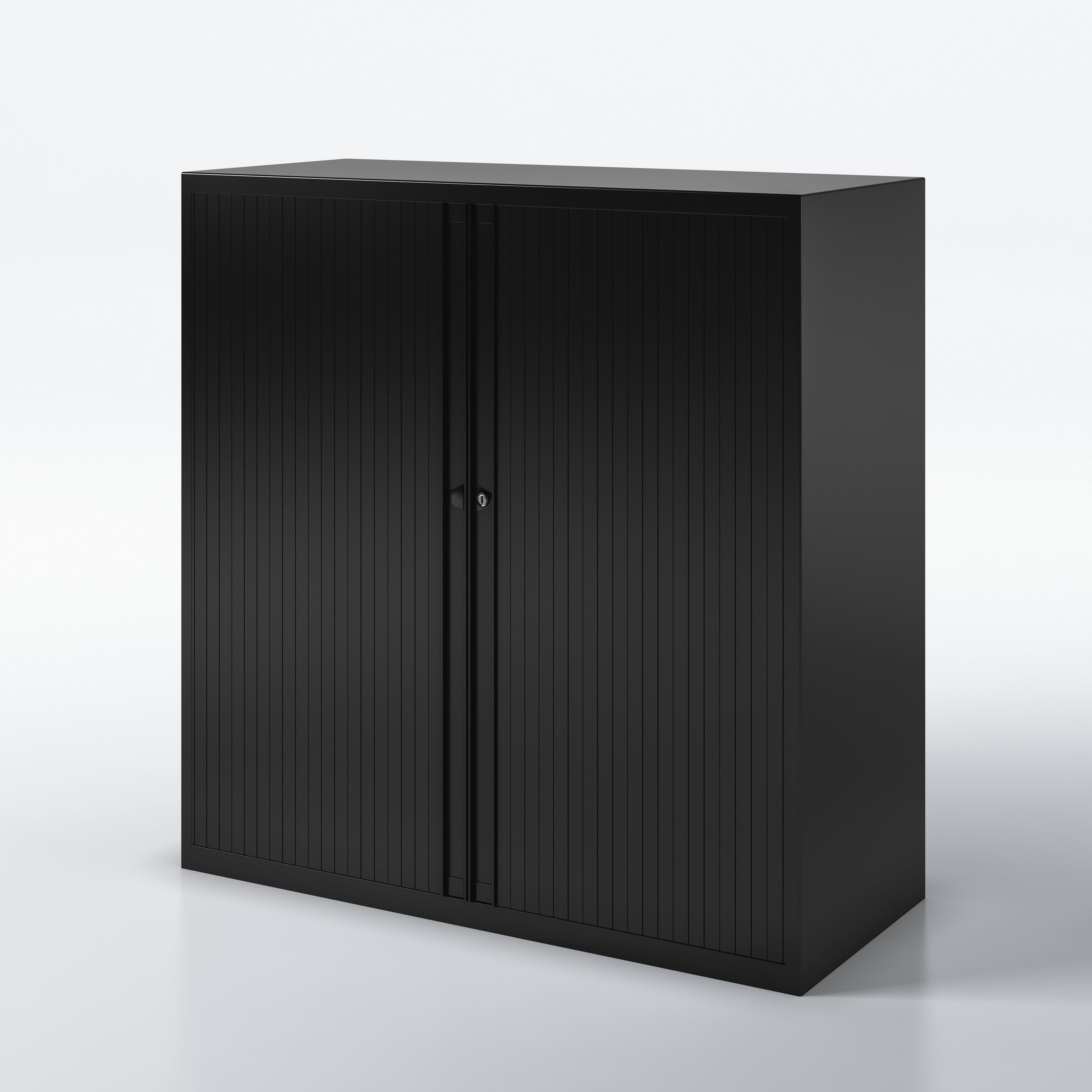 Bisley Rollladenschrank EuroTambour, 2 Fachböden, 2,5 OH, B 1000 mm, Korpus/Rollladen: Schwarz