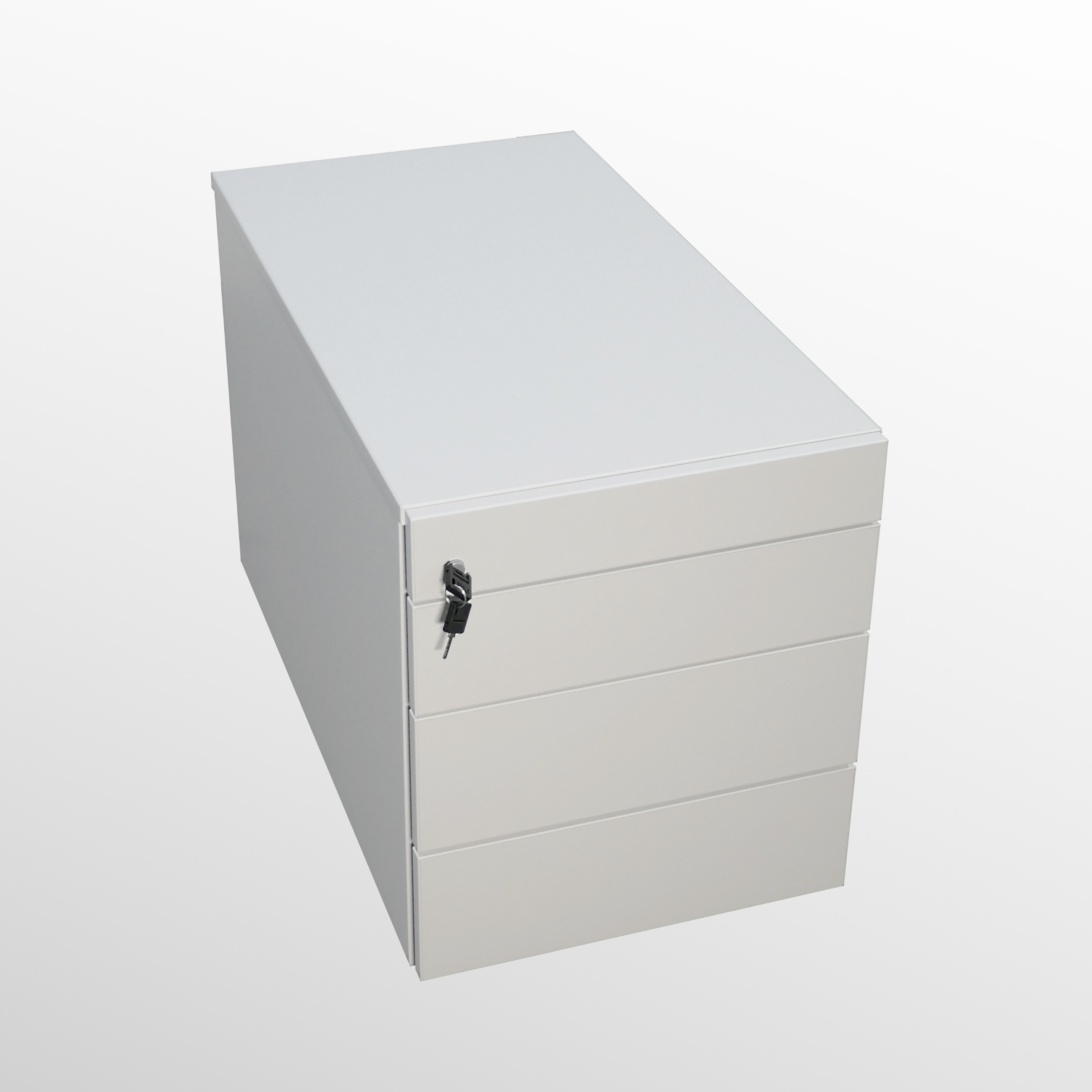 Rollcontainer 800 mm - Untertischcontainer auf Rollen - weiß - mit Schubladen