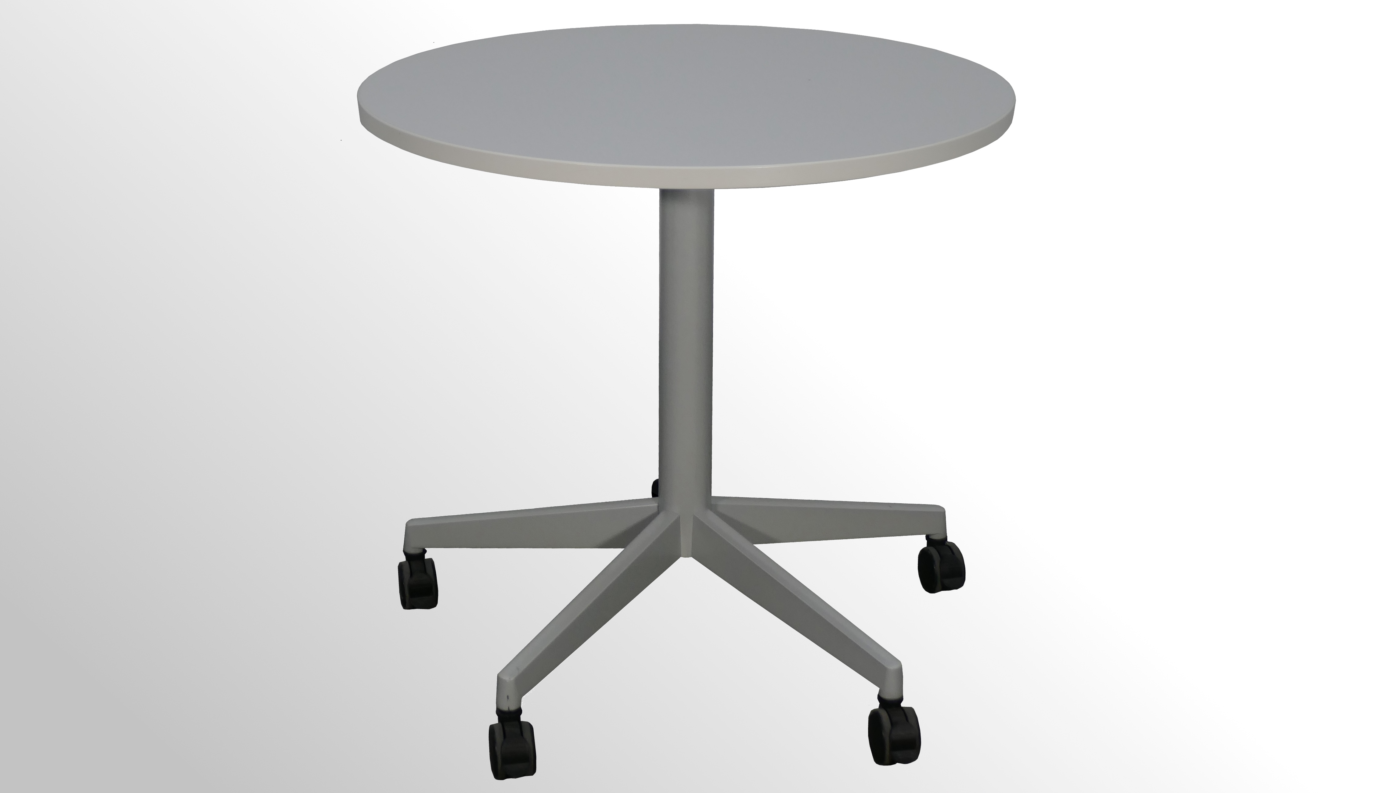 GK154-1 Gebrauchter Steelcase Besprechungstisch auf Rollen - Lichtgrau - Ø 900 mm