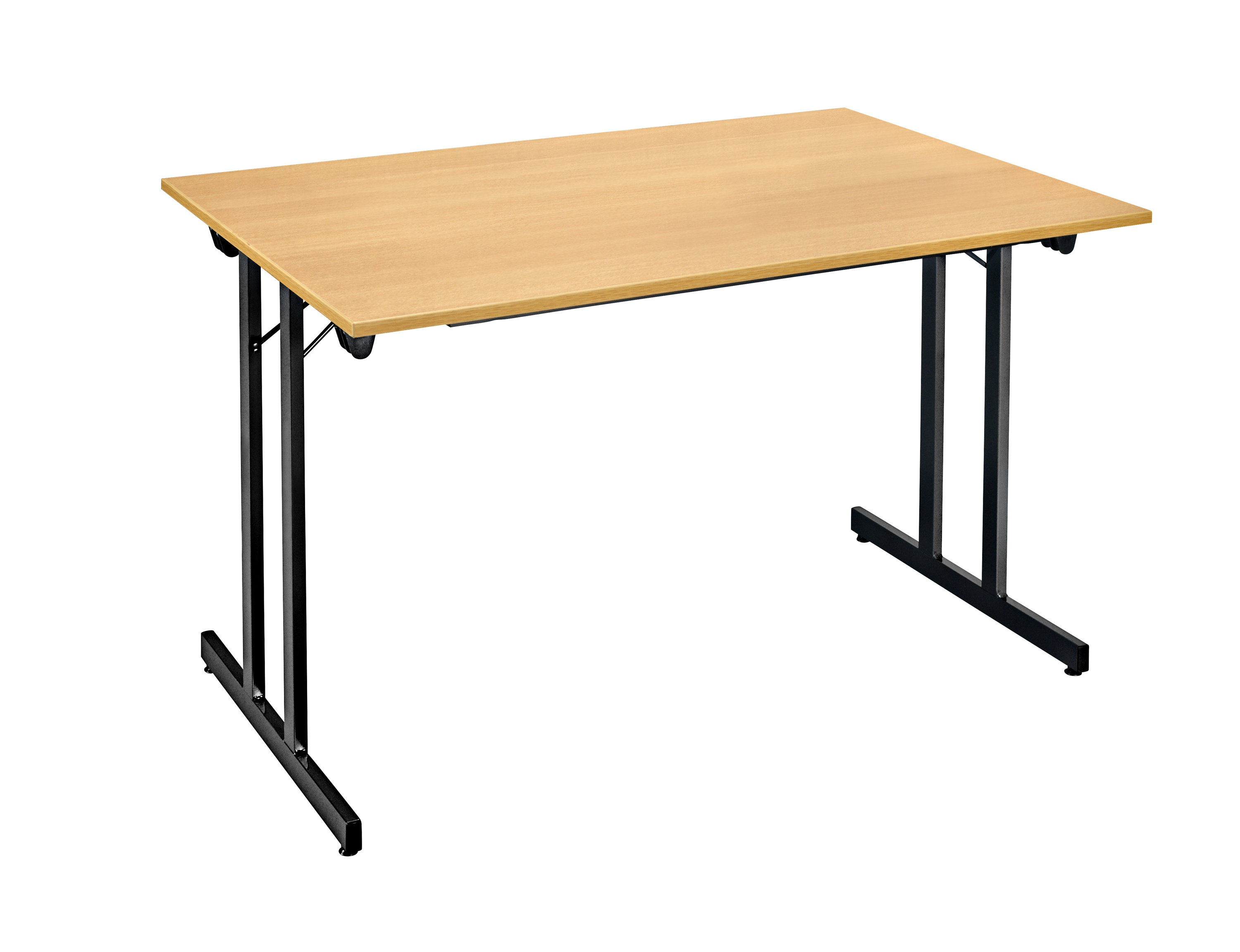 Bisley Klapptisch, Gestell aus Stahl, pulverbeschichtet, schwarz-buche; B 1400 x T 700 mm