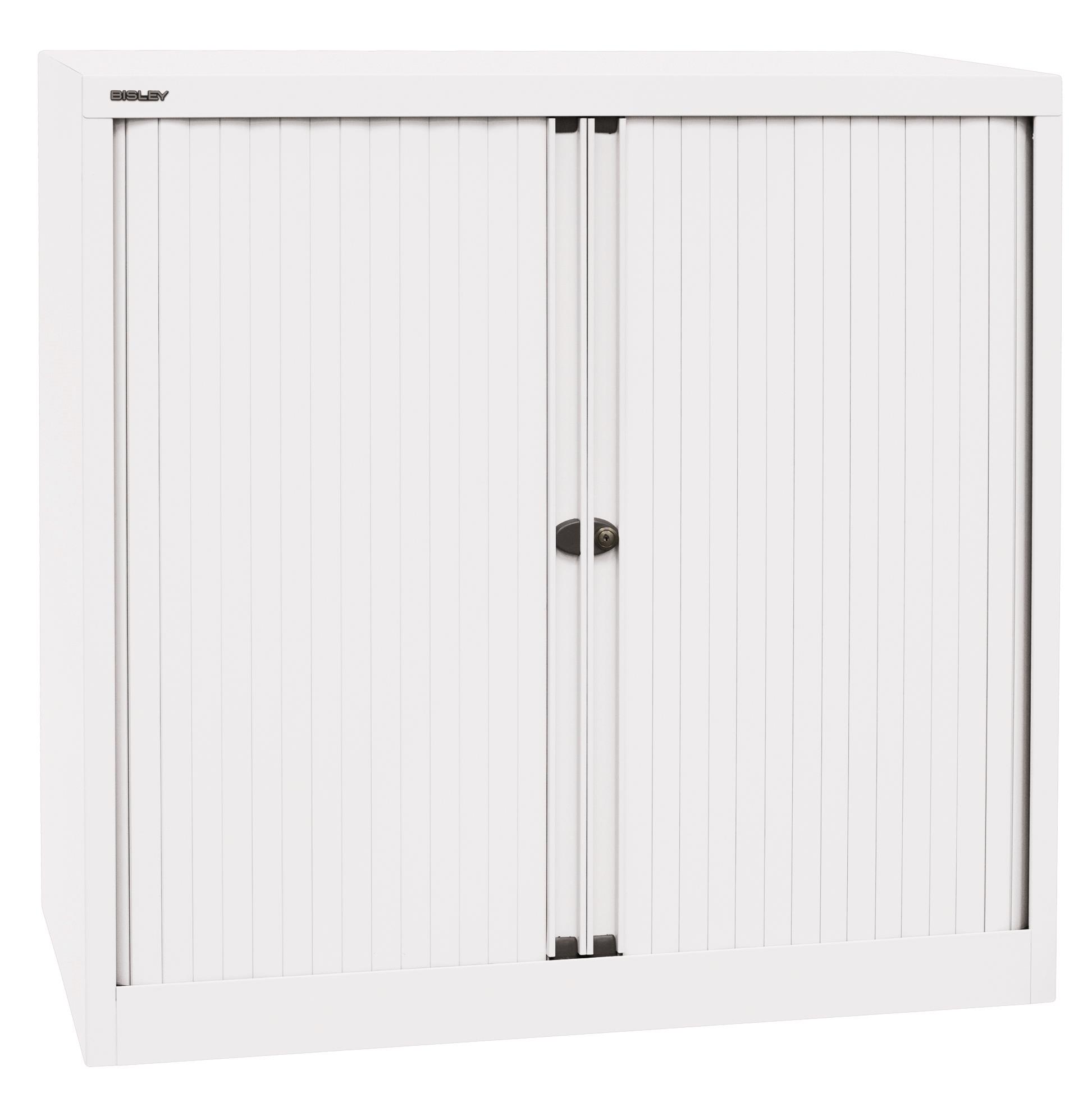 Bisley Rollladenschrank EuroTambour, 2 Fachböden, 2,5 OH, B 1000 mm, Korpus/Rollladen: Verkehrsweiss