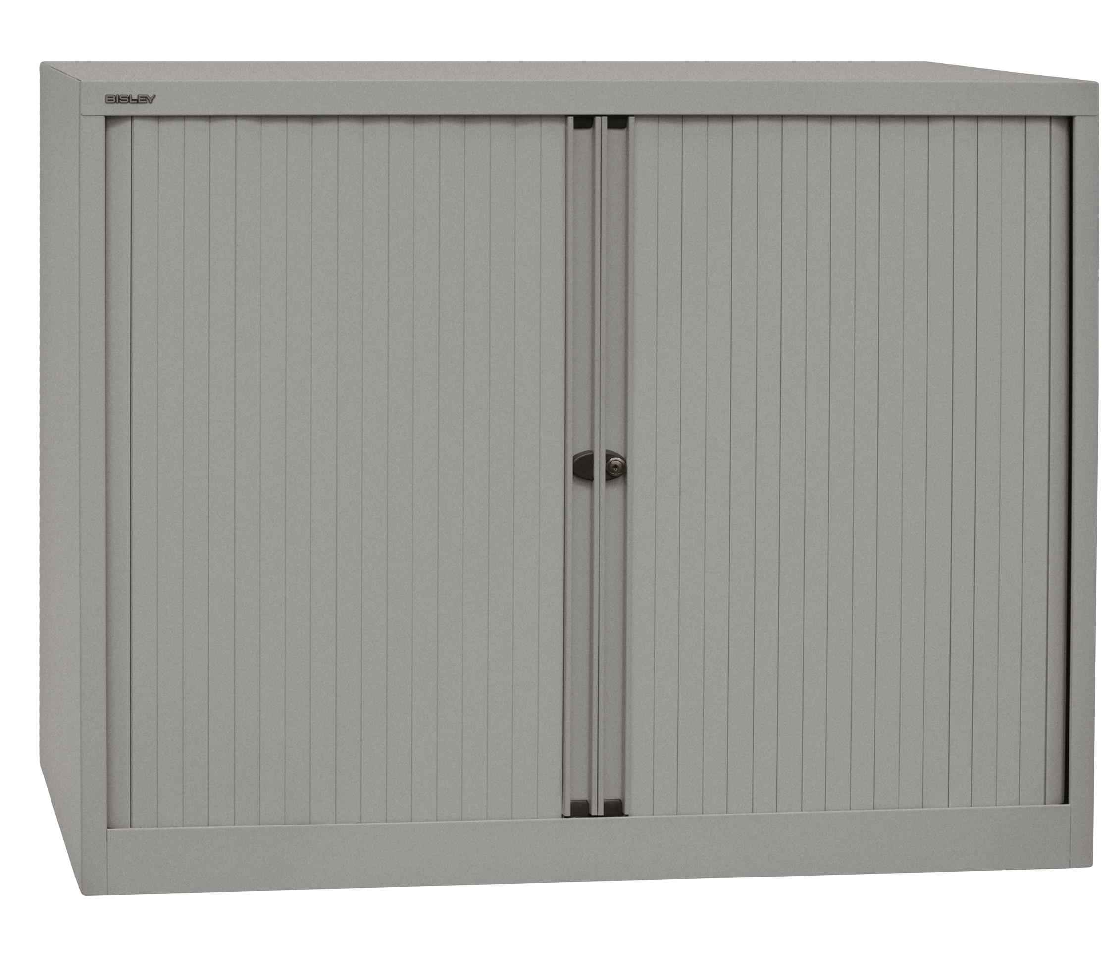 Bisley Rollladenschrank EuroTambour, 2 Fachböden, 2,5 OH, B 1200 mm, Korpus/Rollladen: Silber