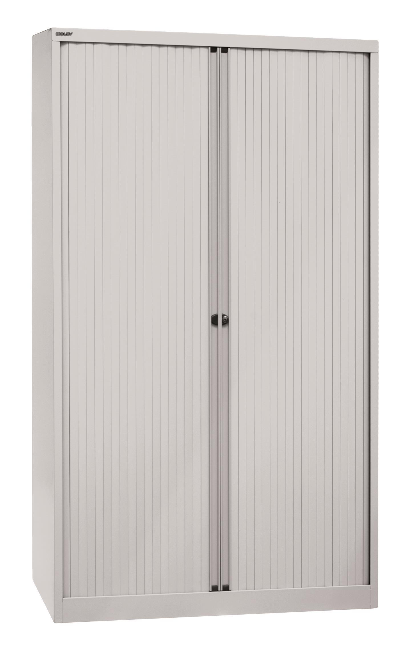 ET412194SLG645_L Bisley Rollladenschrank EuroTambour, 4 Fachböden, 5 OH, B 1200 mm, Korpus/Rollladen: Lichtgrau