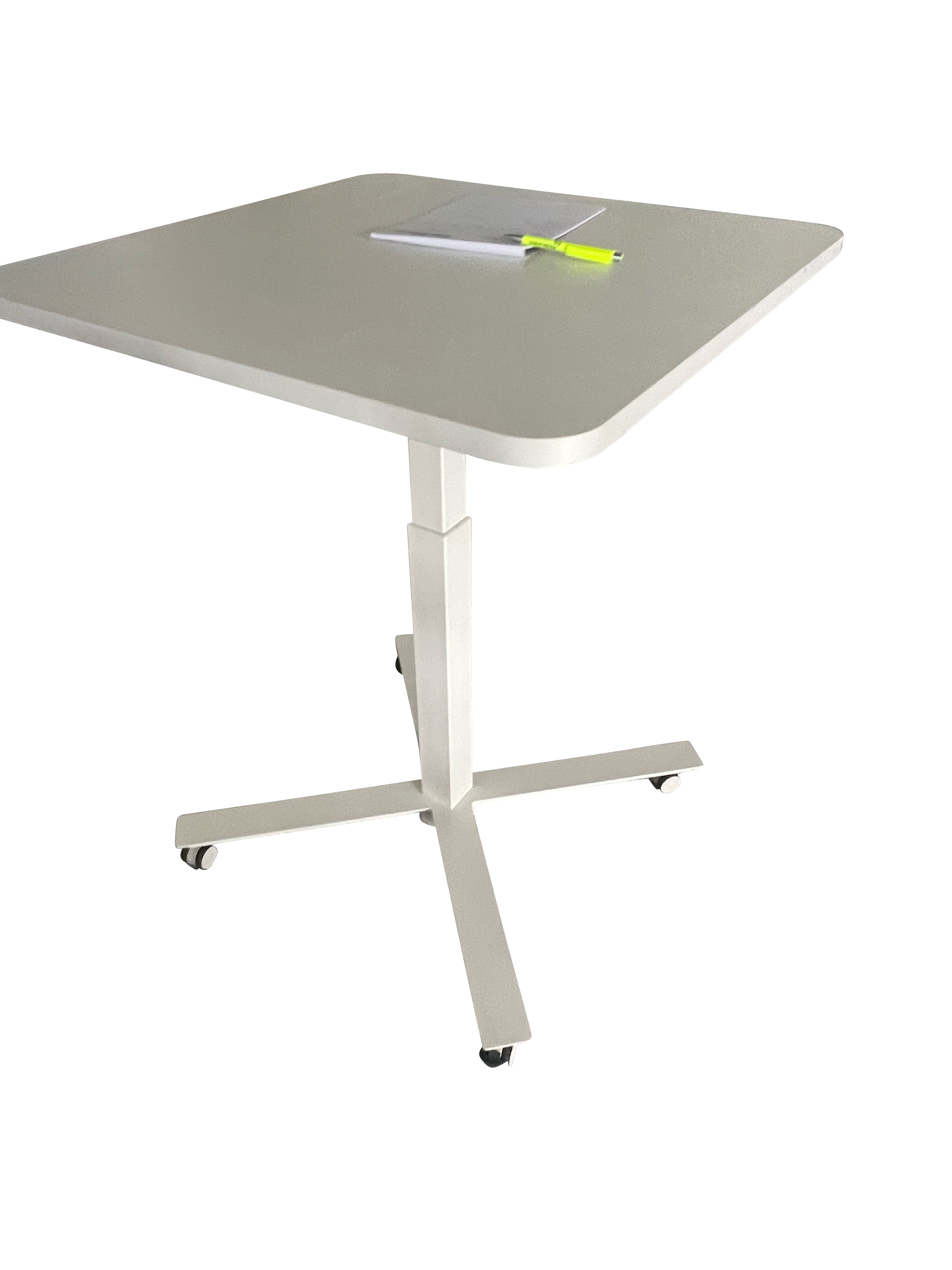 TISCH_HV_WEISS Günstiger Besucher- Stehtisch auf Rollen