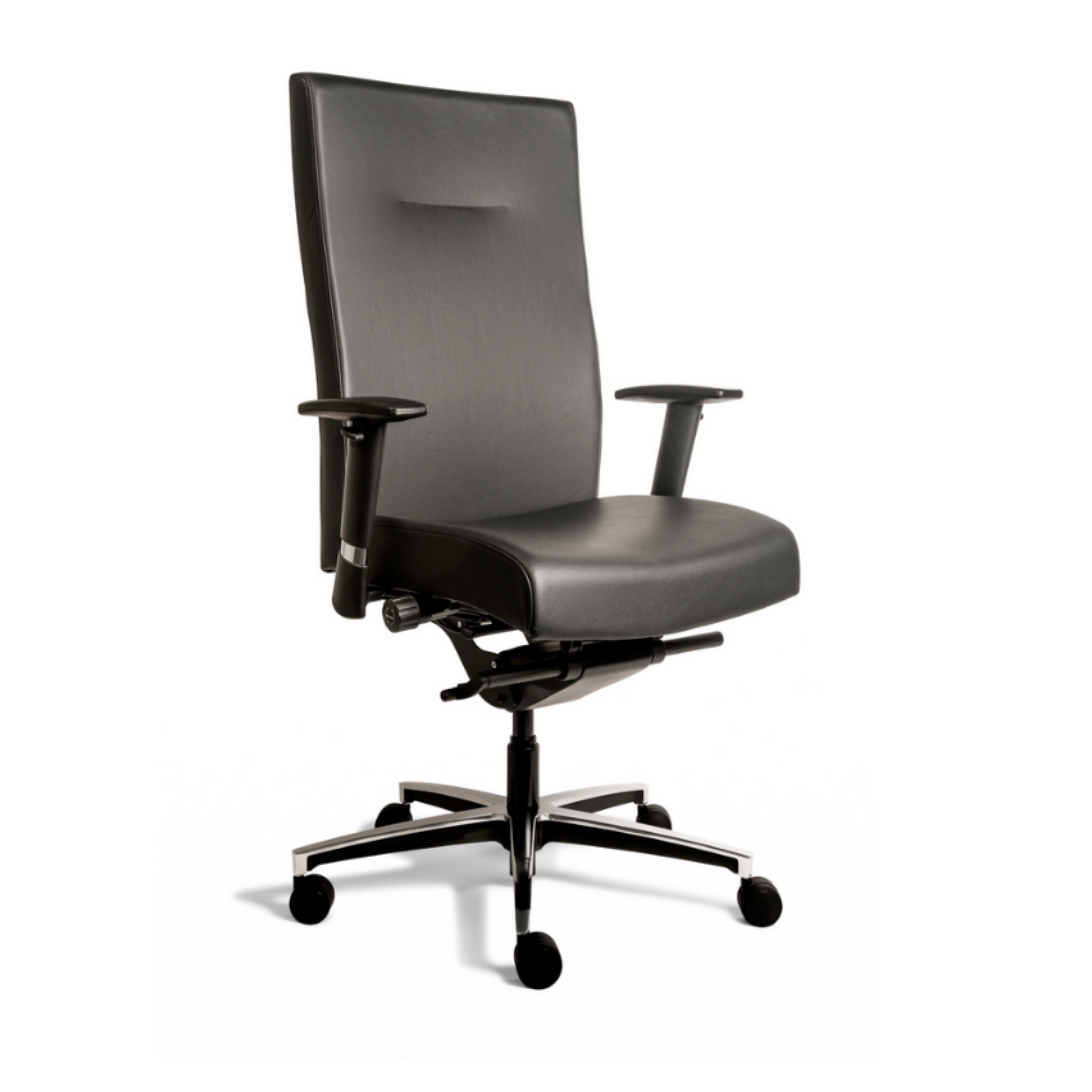 Günstiger Chefsessel - Bürodrehstuhl - XL-Drehstuhl - bis 200 kg belastbar! - Leder schwarz