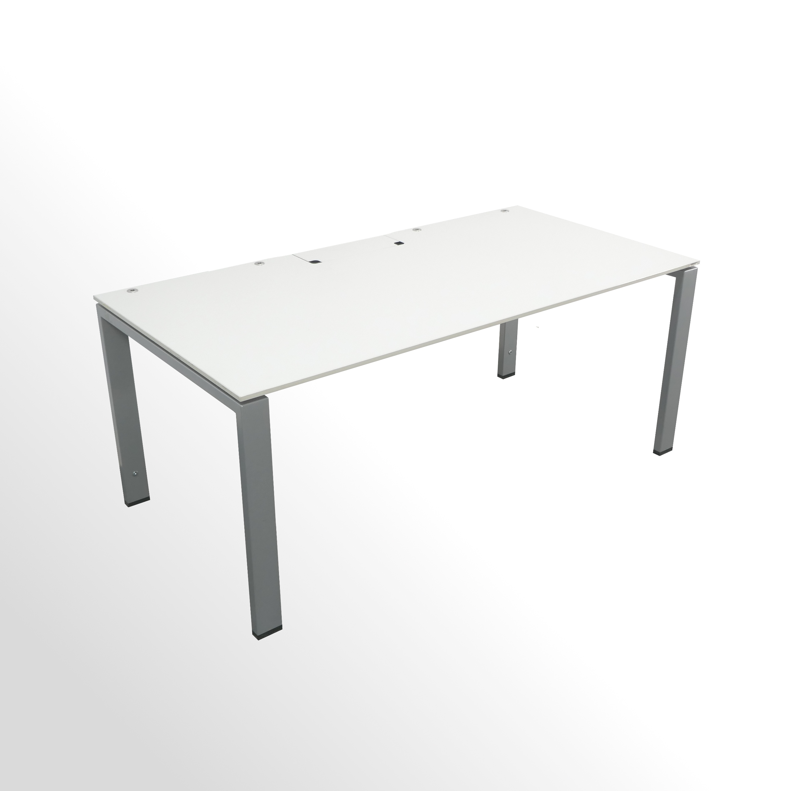 Vario-Schreibtisch-1600x800-weiss-4-Fuss-Alufarben-1 Gebrauchter Vario Icon Schreibtisch - Arbeitstisch - 1600 x 800 mm