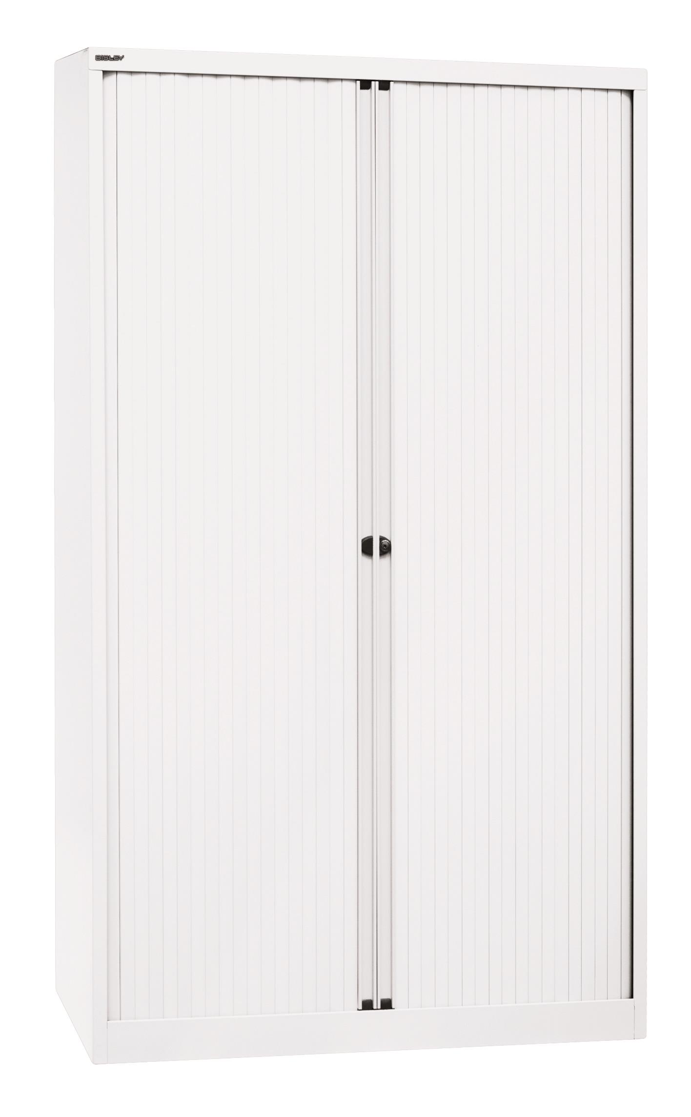 Bisley Rollladenschrank EuroTambour, 4 Fachböden, 5 OH, B 1200 mm,Korpus/Rolllade: Verkehrsweiss