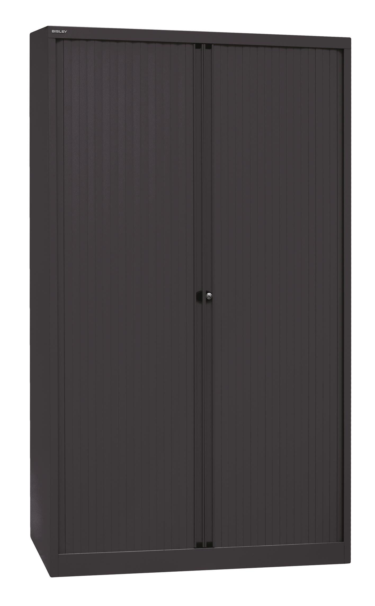 Bisley Rollladenschrank EuroTambour, 4 Fachböden, 5 OH, B 1200 mm, Korpus/Rolllade: Schwarz