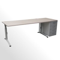 ***SETPREIS*** Gebrauchter Steelcase Schreibtisch incl. Standcontainer mit Akazie-Deckboden