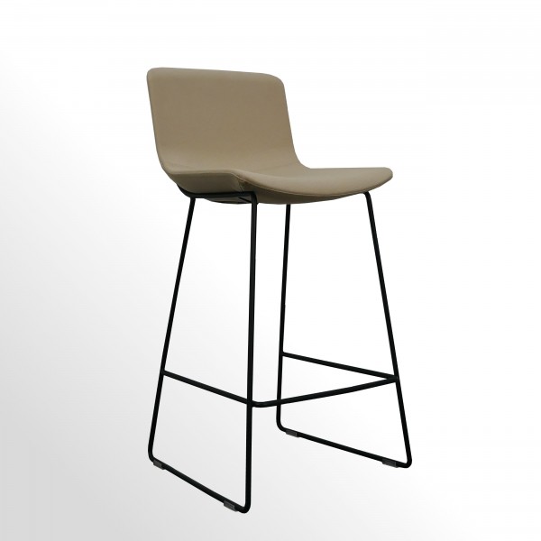 Italienischer Design-Barhocker - Stoff beige - Sitzhöhe 900 mm