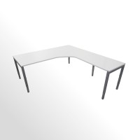 Günstige Schreibtisch-Winkelkombination - Eckschreibtisch - Weiß - Anbautisch rechts